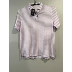 Ralph Lauren RLX Golf Polo Shirt Mens XL Purple White Stripe Moisture Wicking